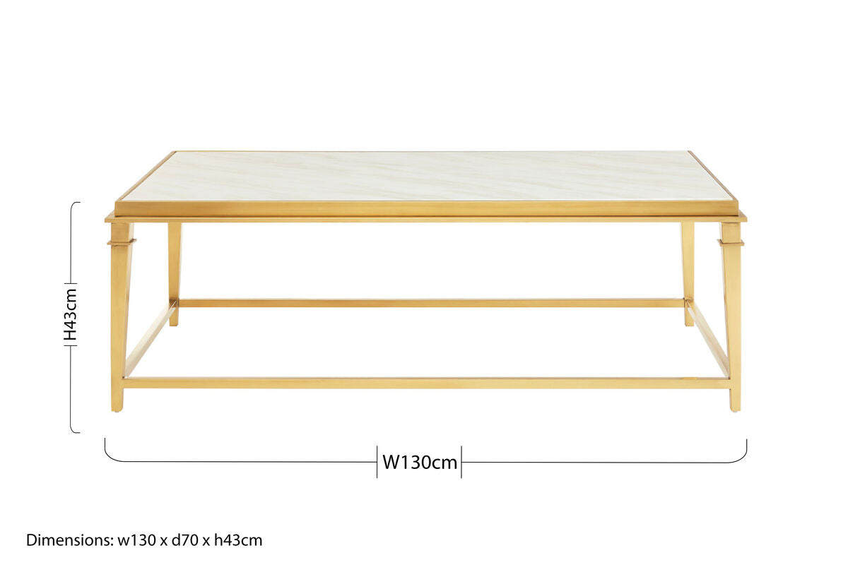 Alvaro Rectangular Coffee Table With White Marble Top