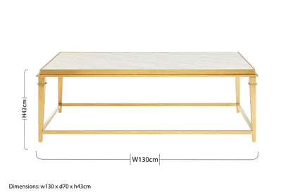 Alvaro Rectangular Coffee Table With White Marble Top