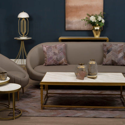 Alvaro Rectangular Coffee Table With White Marble Top