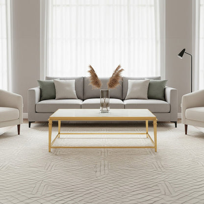 Alvaro Rectangular Coffee Table With White Marble Top