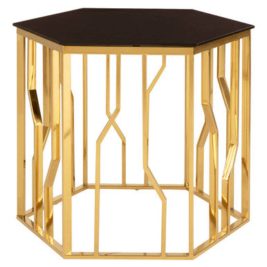 Alvaro Gold And Black Hexagonal Side Table