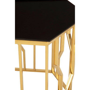 Alvaro Gold And Black Hexagonal Side Table