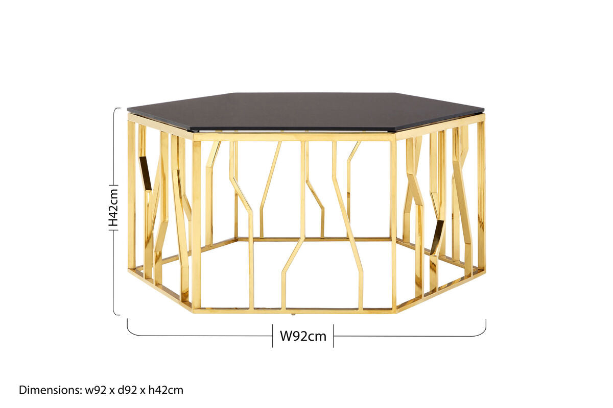 Alvaro Gold And Black Hexagonal Coffee Table