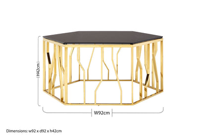 Alvaro Gold And Black Hexagonal Coffee Table