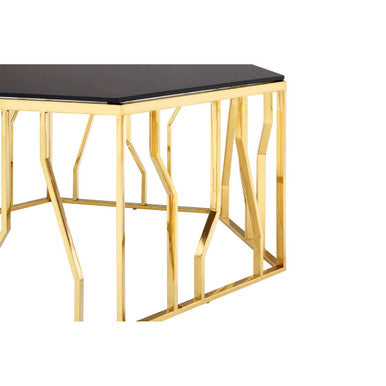 Alvaro Gold And Black Hexagonal Coffee Table