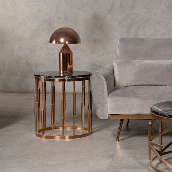 Alvaro Round Copper Finish Side Table