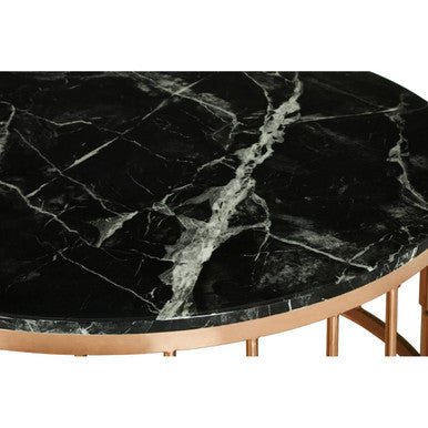 Alvaro Round Marble Top And Rose Gold Coffee Table