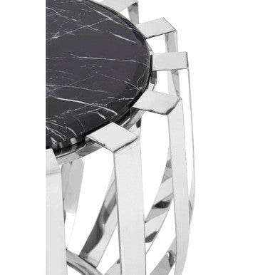 Alvaro Black Marble And Chrome Side Table