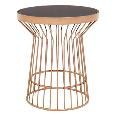 Alvaro Copper Finish Round Side Table