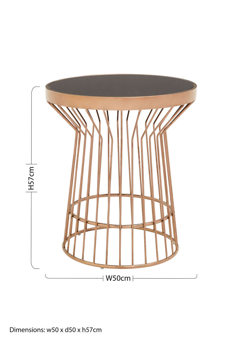 Alvaro Copper Finish Round Side Table