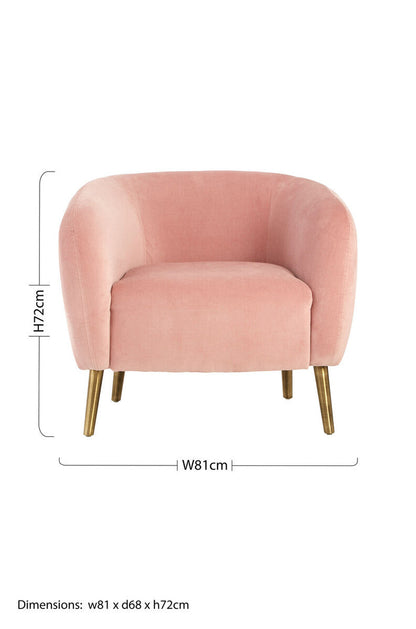 Louxor Pink Velvet Round Armchair