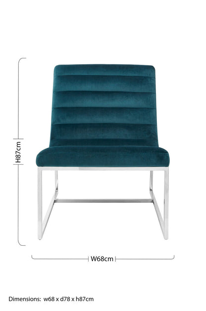 Vogue Teal Velvet Curving Profile Lounge Chair