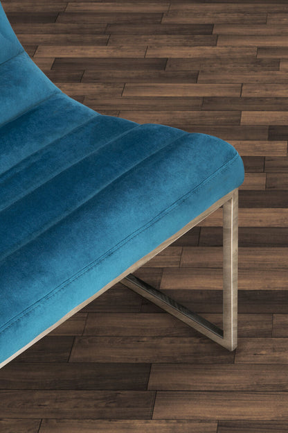 Vogue Teal Velvet Curving Profile Lounge Chair