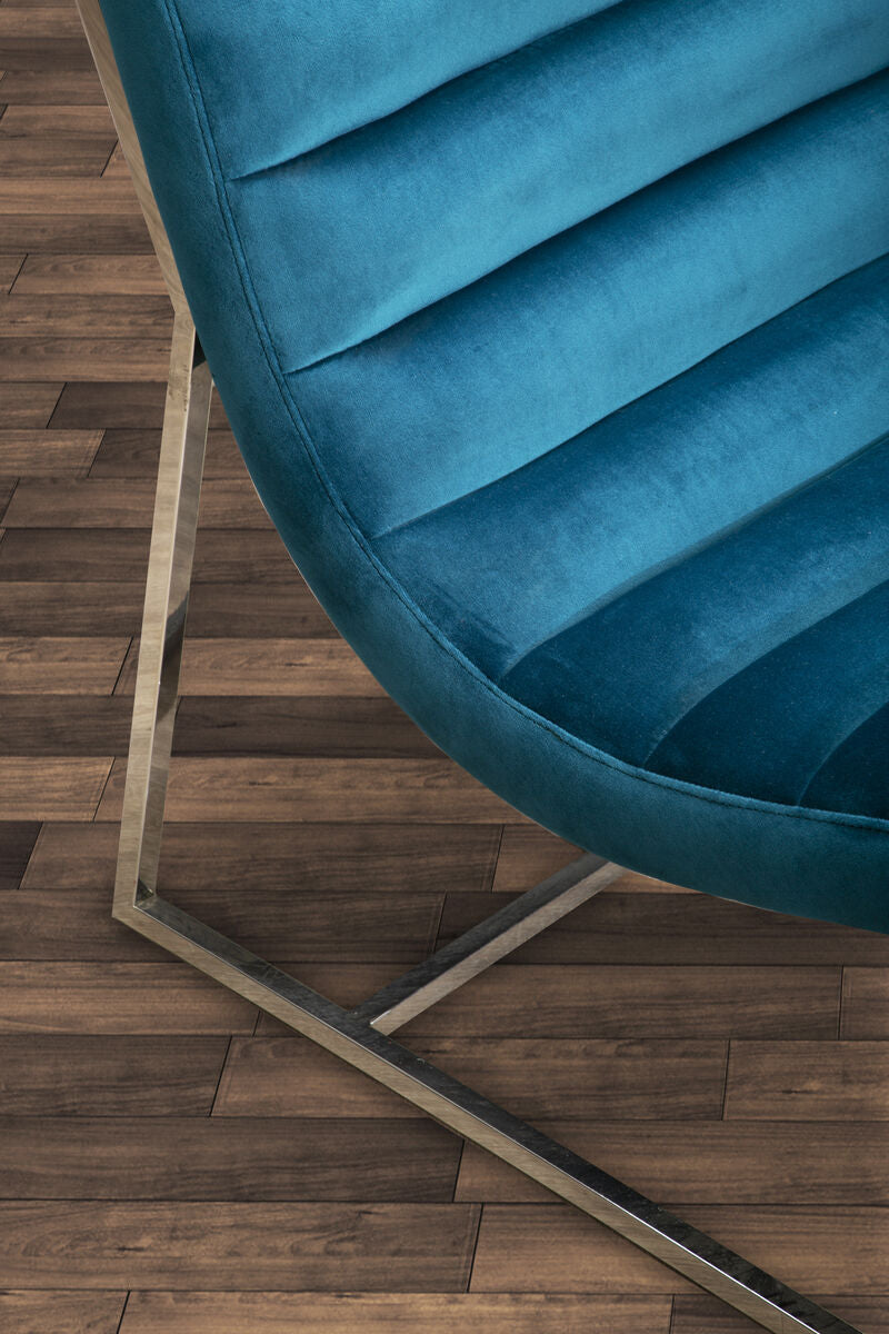 Vogue Teal Velvet Curving Profile Lounge Chair