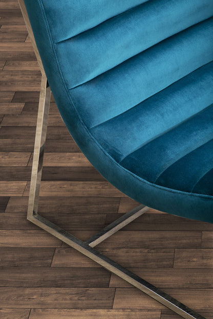 Vogue Teal Velvet Curving Profile Lounge Chair