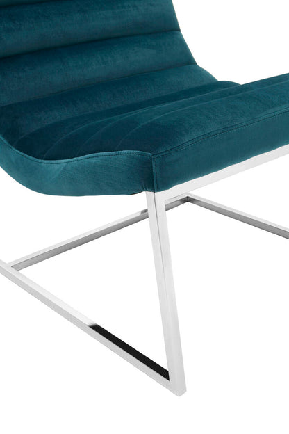 Vogue Teal Velvet Curving Profile Lounge Chair