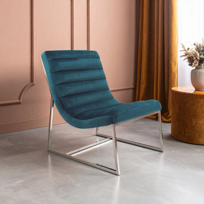 Vogue Teal Velvet Curving Profile Lounge Chair