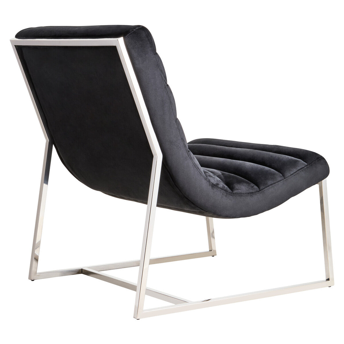 Vogue Midnight Blue Velvet Lounge Chair with Channel Tufting