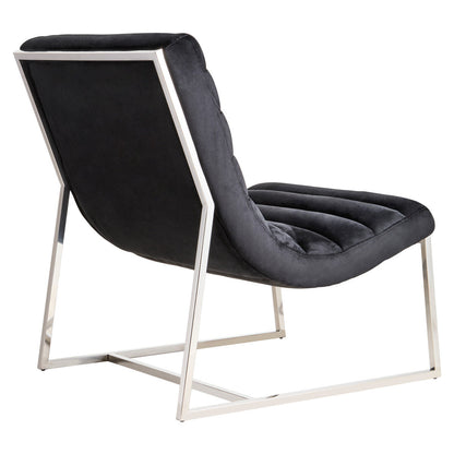 Vogue Midnight Blue Velvet Lounge Chair with Channel Tufting