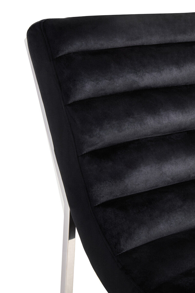 Vogue Midnight Blue Velvet Lounge Chair with Channel Tufting