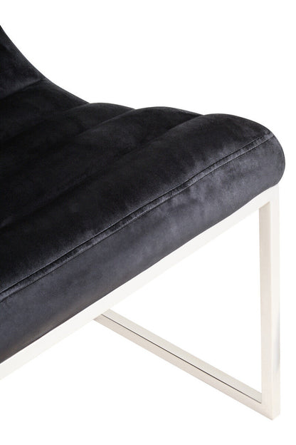 Vogue Midnight Blue Velvet Lounge Chair with Channel Tufting