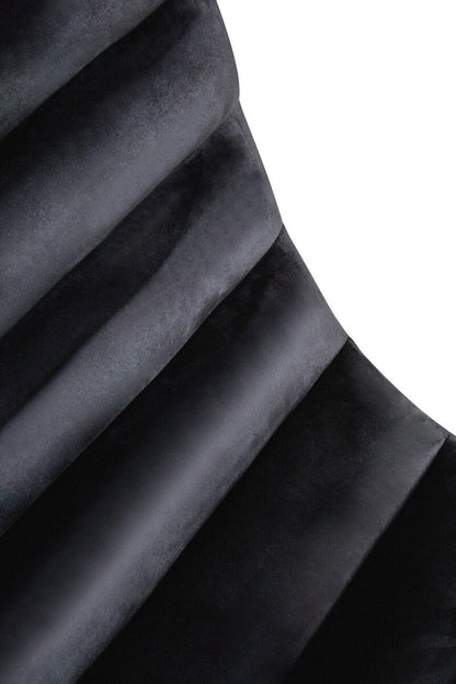Vogue Midnight Blue Velvet Lounge Chair with Channel Tufting