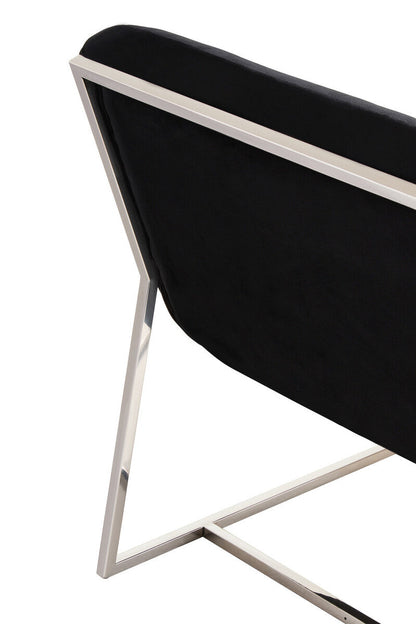 Vogue Midnight Blue Velvet Lounge Chair with Channel Tufting