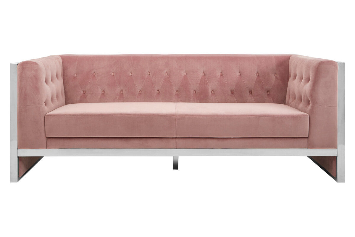 3 Seater Pink Velvet Sofa | Vogue