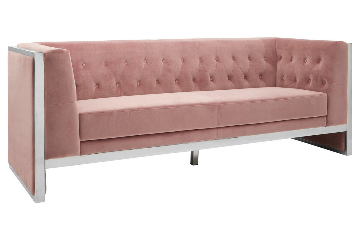 3 Seater Pink Velvet Sofa | Vogue