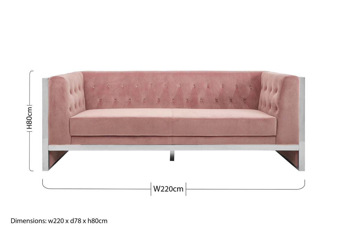 3 Seater Pink Velvet Sofa | Vogue