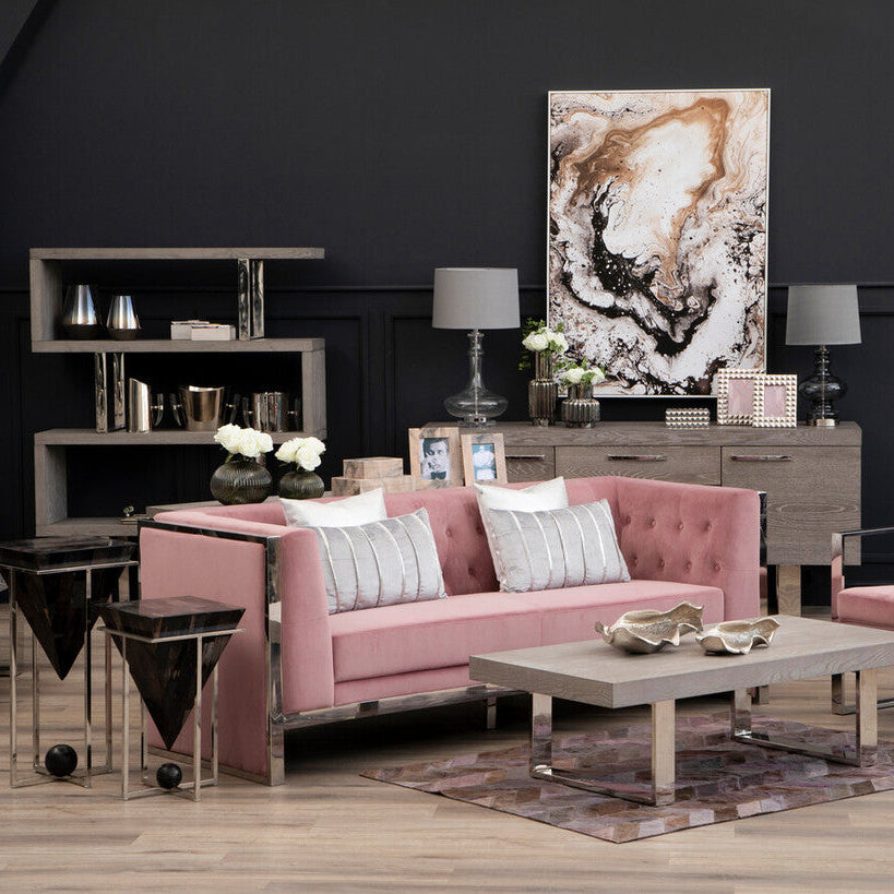 3 Seater Pink Velvet Sofa | Vogue