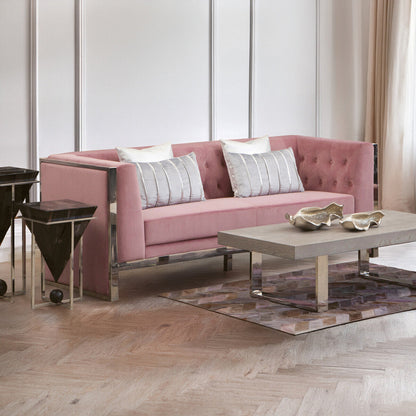 3 Seater Pink Velvet Sofa | Vogue