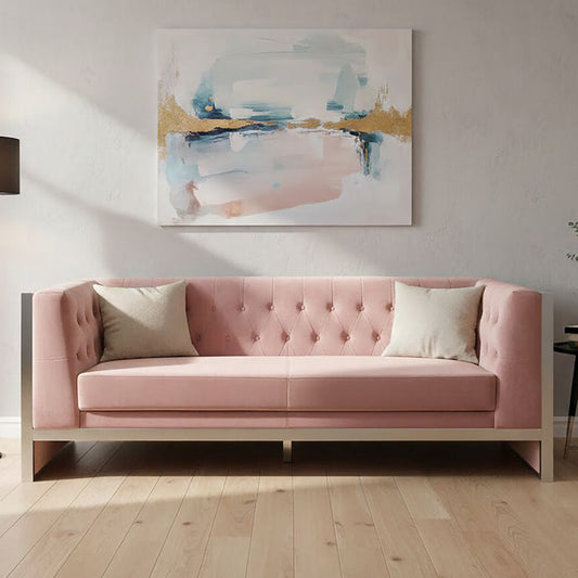 3 Seater Pink Velvet Sofa | Vogue