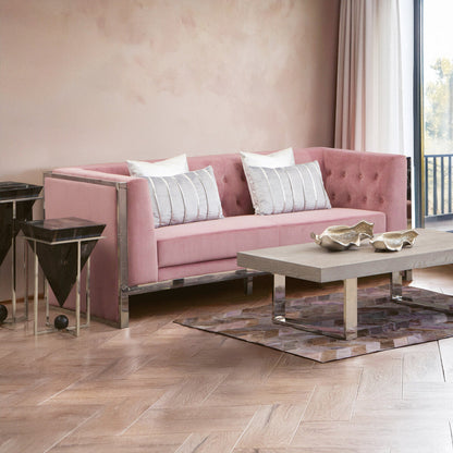 3 Seater Pink Velvet Sofa | Vogue