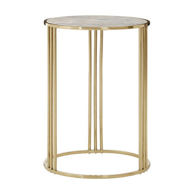 Macy White Marble Round Side Table