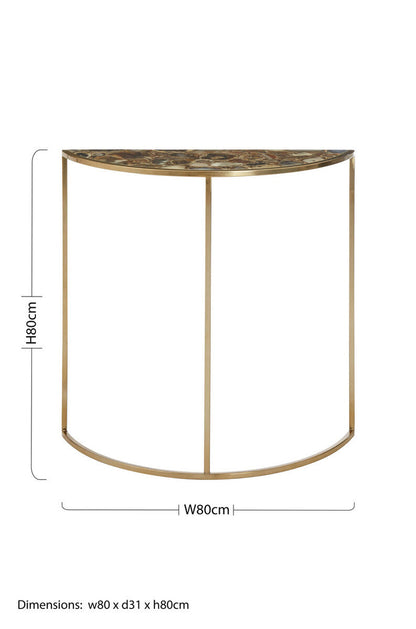 Vita Half Moon Console Table With Black Agate Top