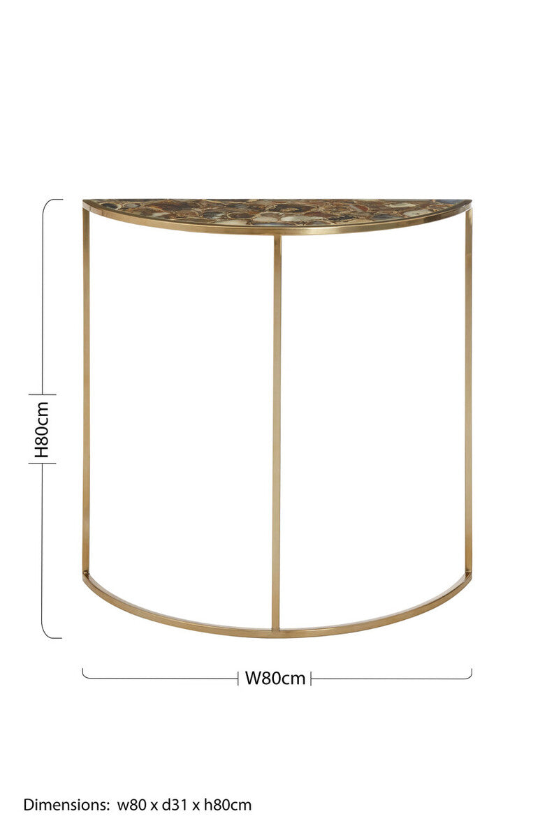 Vita Half Moon Console Table With Black Agate Top