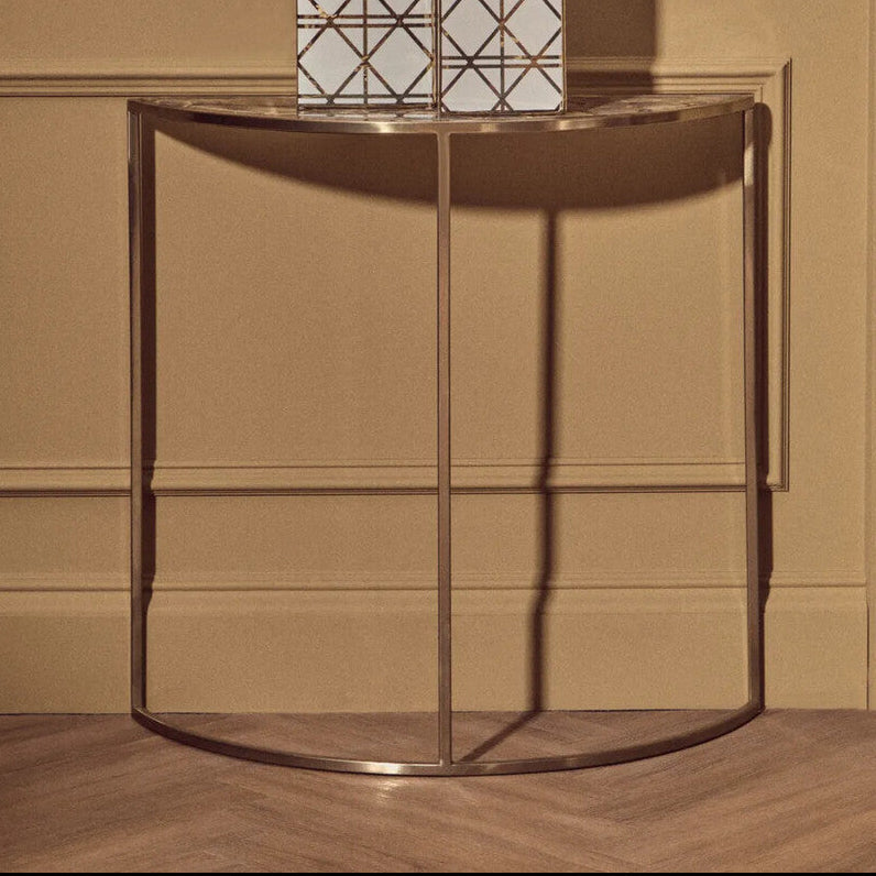 Vita Half Moon Console Table With Black Agate Top