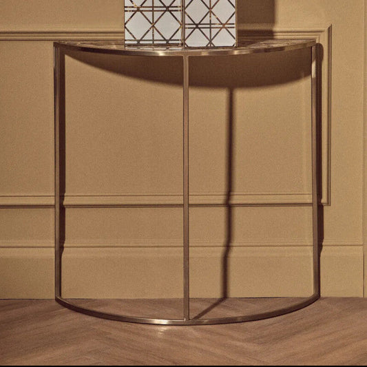 Vita Half Moon Console Table With Black Agate Top