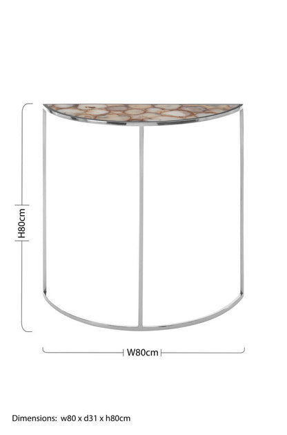 Vita Half Moon Console Table With White Agate Top