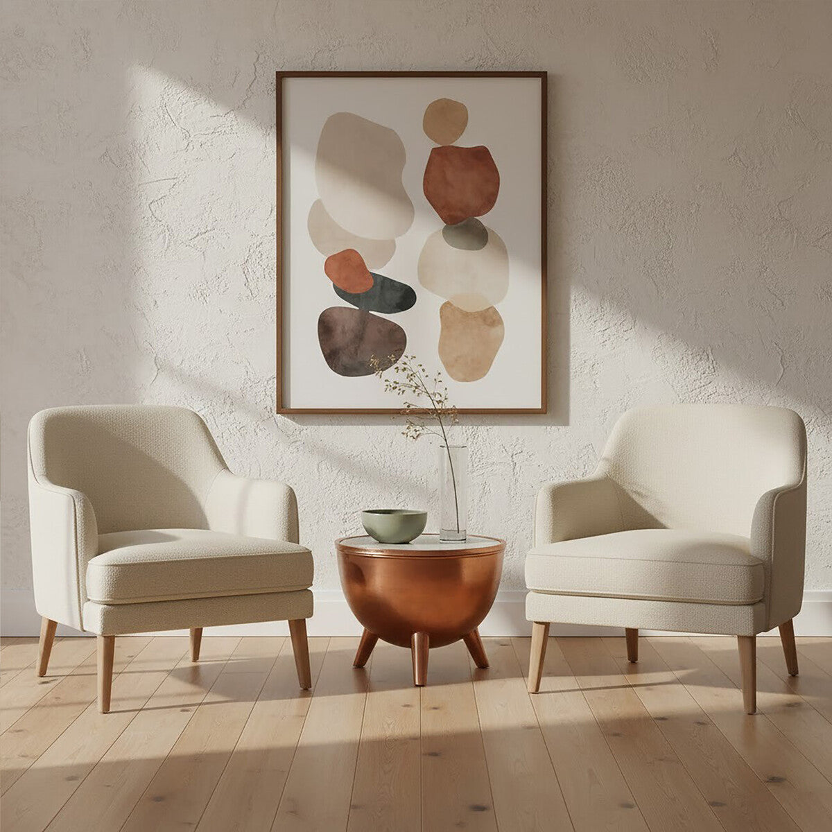 Copper Metallic Finish Coffee Table with Natural White Marble Top and Tapered Legs | Crest