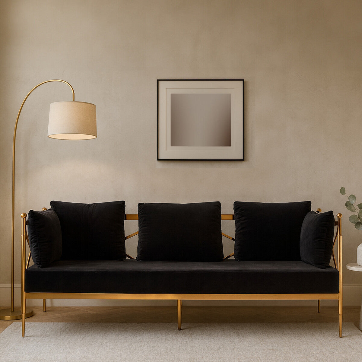 Novo 3 Seat Rose Gold Lattice Arms Sofa