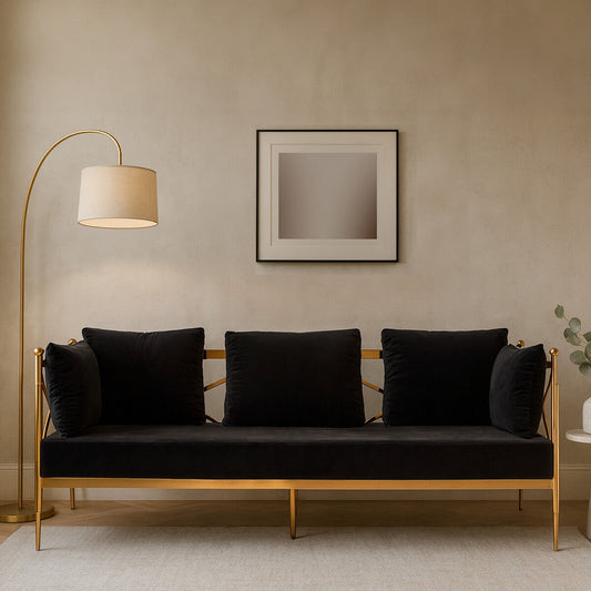 Novo 3 Seat Rose Gold Lattice Arms Sofa