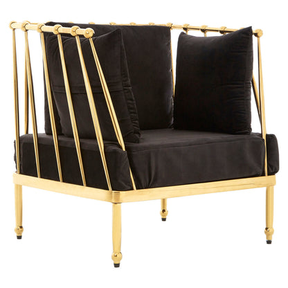 Novo Black Velvet Chair with Gold Frame