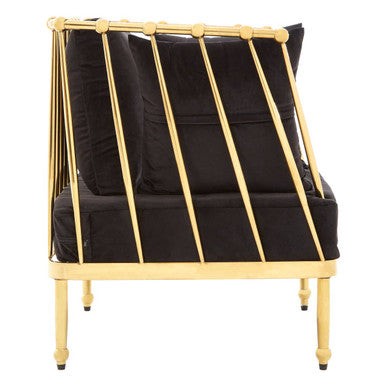 Novo Black Velvet Chair with Gold Frame