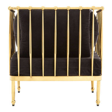 Novo Black Velvet Chair with Gold Frame
