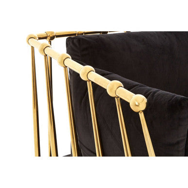 Novo Black Velvet Chair with Gold Frame