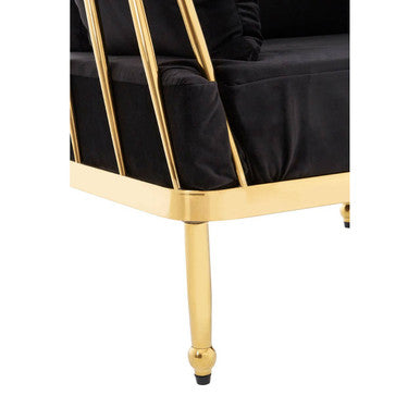 Novo Black Velvet Chair with Gold Frame