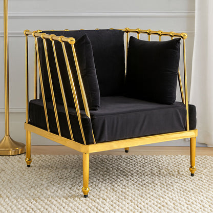 Novo Black Velvet Chair with Gold Frame