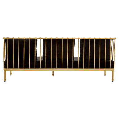 Novo 3 Seat Gold Finish Tapered Arms Sofa